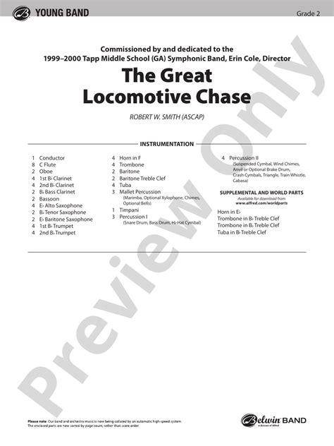 The Great Locomotive Chase Concert Band Conductor Score Parts