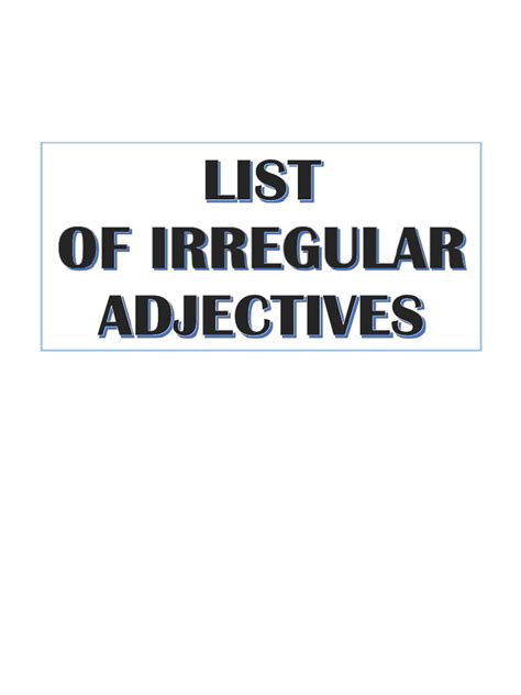 List Of Irregular Adjectives Pdf