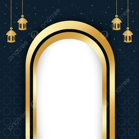 Twibbon Ramadhan White Transparent Islamic Gold Border Frame Ramadhan