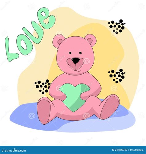 Tedy Bear With Heart Stock Vector Illustration Of Pink 247922749