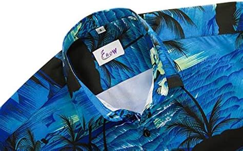 EUOW Men S Hawaiian Shirt Short Sleeves Printed Button Down Summer