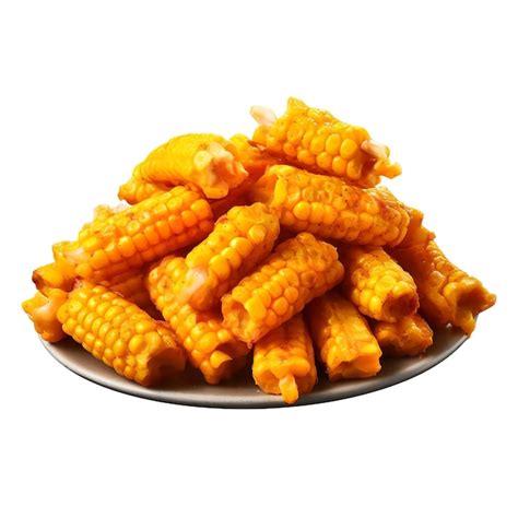 Fresh And Spicy Corn Snacks Isolated On White Background Premium Ai