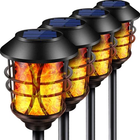 Tomcare Solar Lights Flickering Flames With Amazing Visual Effect