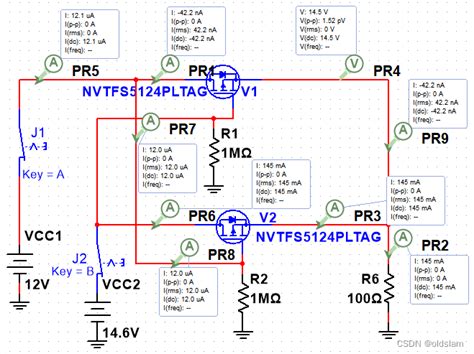 双pmos管实现两路电源切换（电路非常经典、完美）仿真测试记录12v双电源自动切换电路 Csdn博客