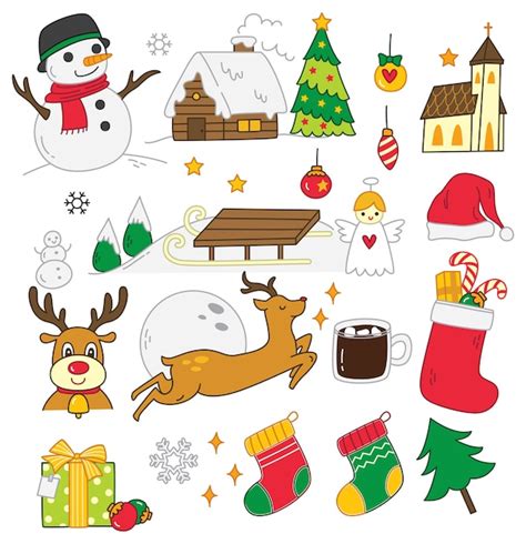 Premium Vector Christmas Doodle Set