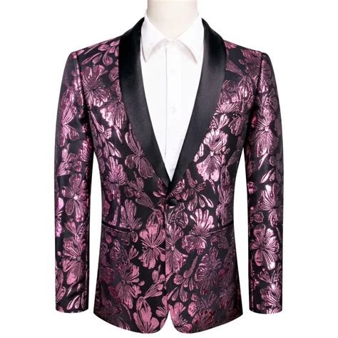 Traje Floral De Jacquard Para Hombre Esmoquin Con Cuello Chal Chaqueta