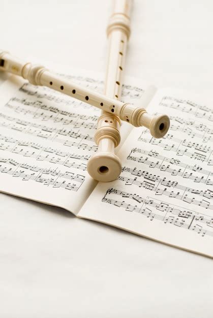 Free Photo Flutes Over Musical Notes