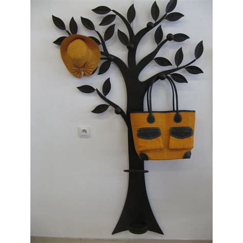 Porte Manteau Arbre M Tal Murale D Coratif Pat Res Marron