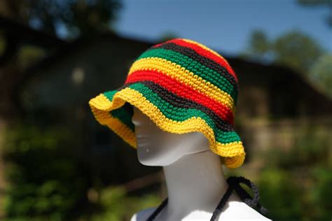 Handmade Jamaica Rasta Crochet Bikini 4 Piece Set With Micro Mini Skirt