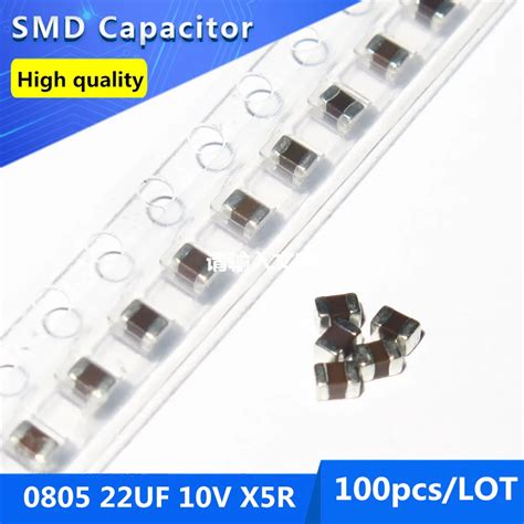 100pcs Smd Thick Film Chip Multilayer Ceramic Capacitor 0805 22uf 10v