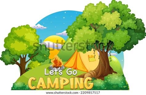 Camping Tent Lets Go Camping Text Stock Vector Royalty Free