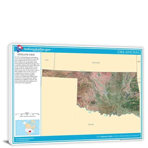 Oklahoma National Atlas Satellite View 2022 Canvas Wrap