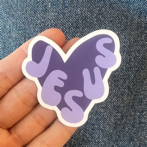 Jesus Loves You Heart Sticker Christian Stickers Bible Journaling Sticker Purple Faith Ts For