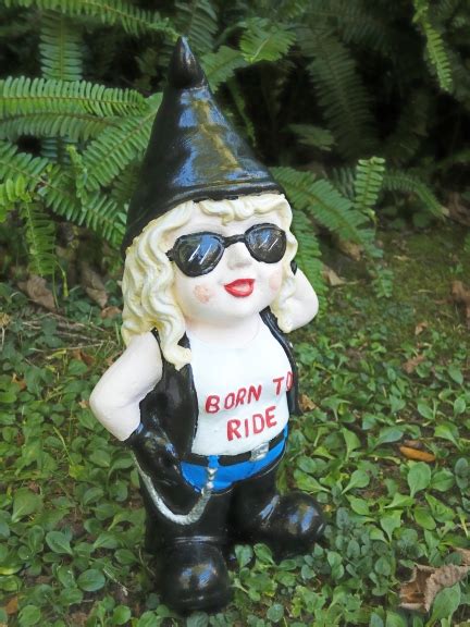 Lady Bikie Gnome Gnomes Garden Ornaments ::. Yard Art Garden Ornaments ...