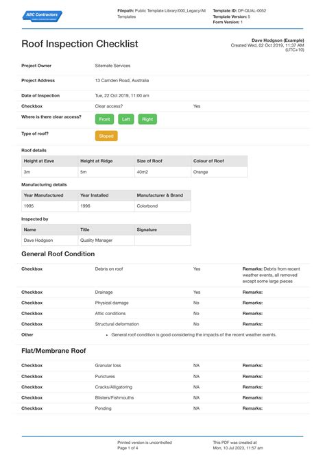 Commercial Roof Inspection Checklist Template Use It Free