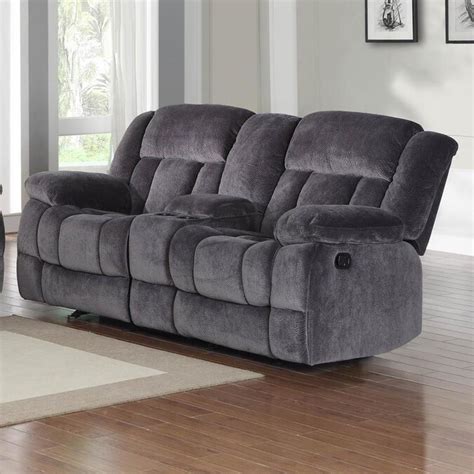 Homelegance Laurelton Casual Charcoal Microfiber Reclining Loveseat In