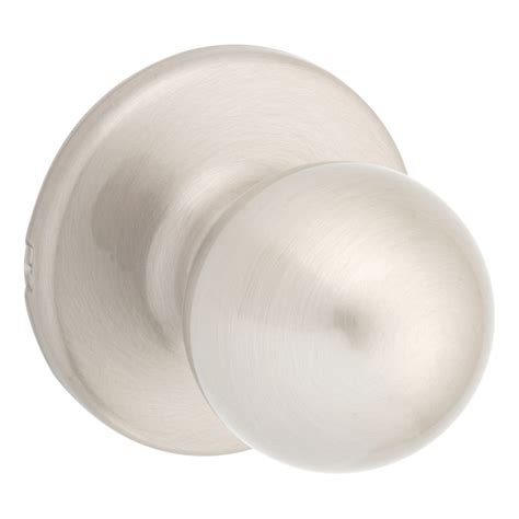 Kwikset Security Polo Satin Nickel Hall Closet Passage Door Knob With Antimicrobial Technology