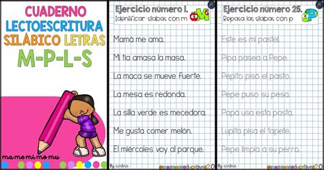 Super CUADERNO LECTOESCRITURA LETRAS M P L S Orientacion Andujar