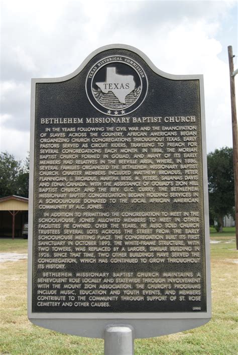 Bethlehem Missionary Baptist Church Texas Historical Markers