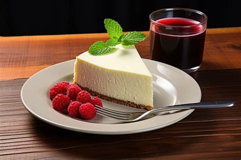 Piece Of Tasty New York Cheesecake With Raspberries And Raspberry Jam