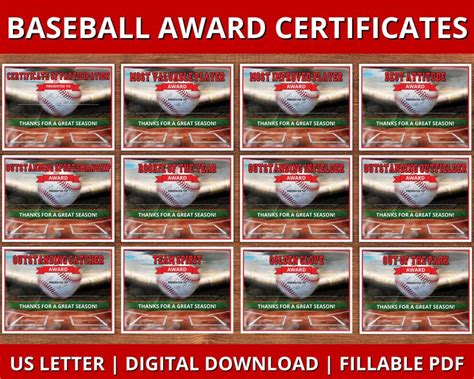 Baseball Award Certificates End Of Season Baseball Award Certificates