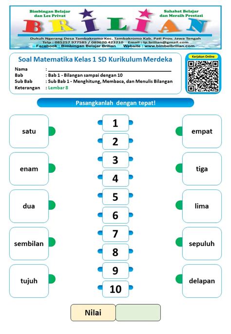 Soal Kelas 1 Bab Memasangkan Nama Dan Lambang Bilangan Kurikulum