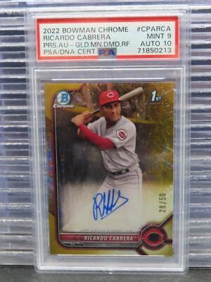 Bowman Chrome Ricardo Cabrera Gold Mini Diamond Refractor Auto