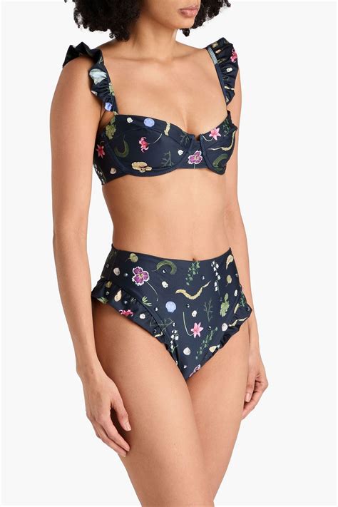 Agua By Agua Bendita Ruffled Printed High Rise Bikini Briefs The Outnet