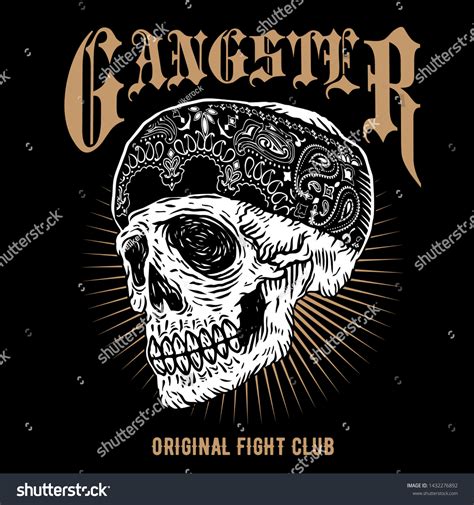 Gangster Skull Wearing Bandana Original Fight Stock Vector Royalty