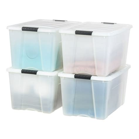 Iris Usa 72 Qt Stackable Plastic Storage Bins 4 Pack Bpa Free