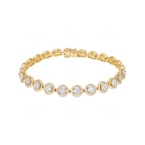 Karat Diamanten Halo Tennisarmband K Gelbgold