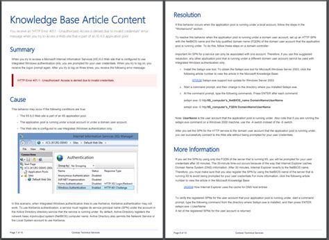 Template For Knowledge Base Article