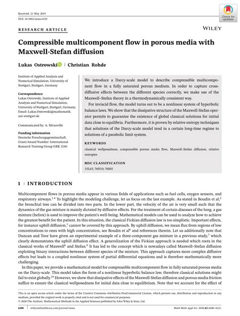 Pdf Compressible Multicomponent Flow In Porous Media With Maxwell