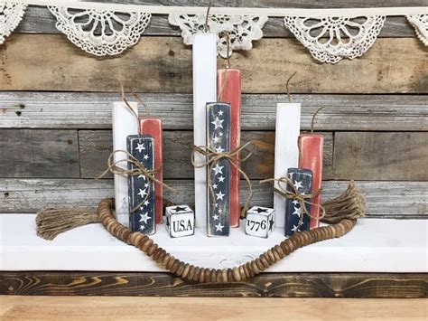 Wooden Firecracker Decor Patriotic Wooden Firecrackers American