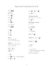 Final Exam Formula Sheet Pdf Physics Formula Sheet Ch K