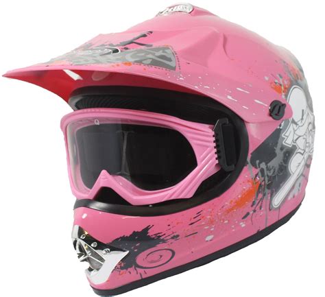 Childrens KIDS Motocross HELMET & GOGGLES Dirt Bike Quad BMX PINK