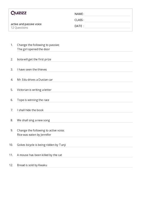 50 Active And Passive Voice Worksheets For 5th Grade On Quizizz Free And Printable