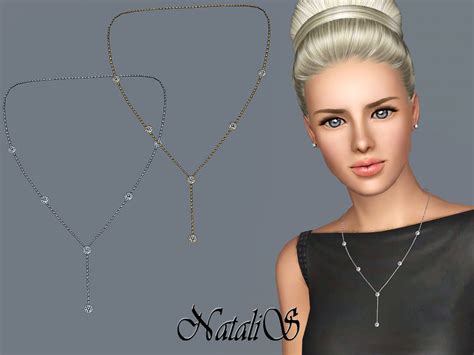 The Sims Resource NataliS TS3 Lariat Necklace With Crystals