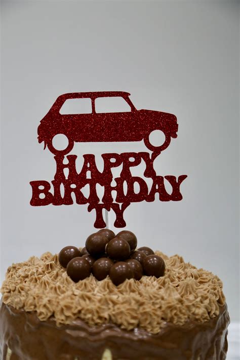 Happy Birthday Classic Car Cake Topper Customised Personalised