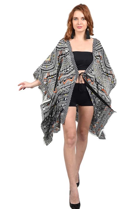 Jacket Style Short Kaftan Tribal Lines Bohover
