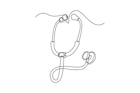 Single One Line Drawing Stethoscope Medical Equipment Concept