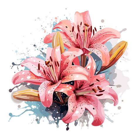 Premium Vector Lily Floral Watercolor Vector