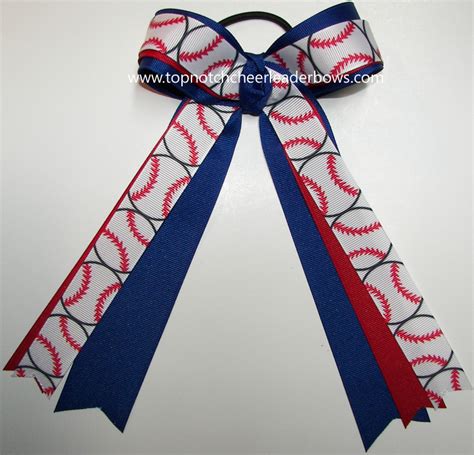 Baseball Ribbon Bow Softball Red Blue Clip Red Blue Baseball Ribbon