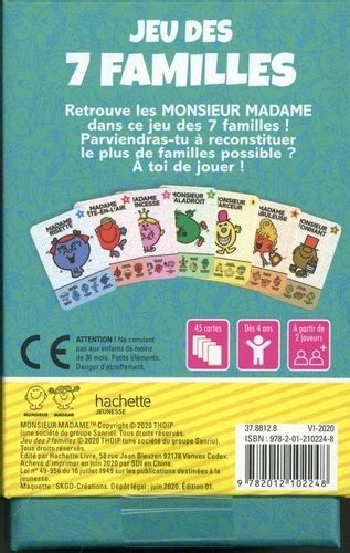 Jeu Des 7 Familles Monsieur Madame De Hachette Jeunesse Livre Decitre