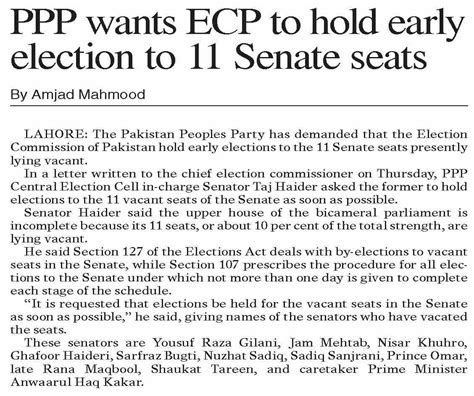 Dawn Epaper Mar Ppp Wants Ecp To Hold Early Election To