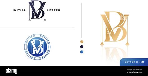 Set Of Bm Or Mb Monogram Initial Letter Logo Design With Golden And