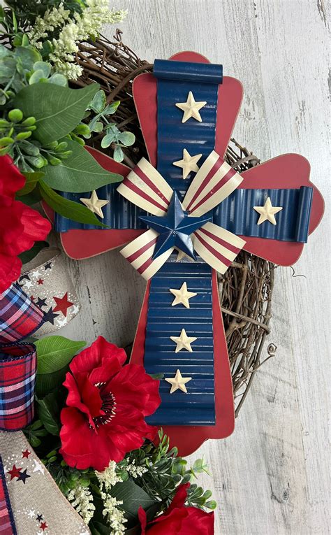 Patriotic Floral Wreath Memorial Day Wreath Fourth Of July Wreath