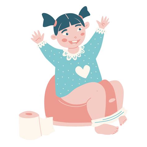 Toddler Using Potty Clipart