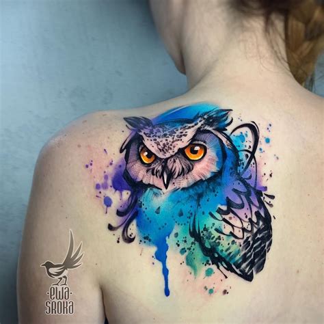 Owl Abstract Shoulder Tattoo Watercolor Owl Tattoos Watercolor