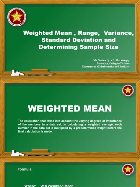 Mmw Weighted Mean Range Variance Sd And Slovin Download Free Pdf